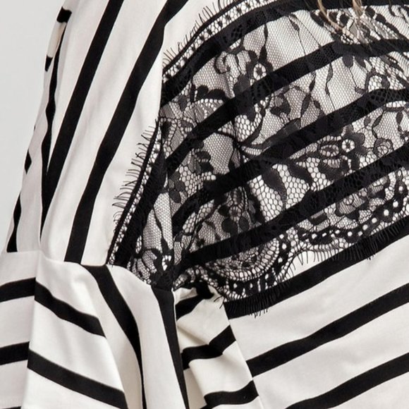 Lace Front Striped Top NWT - Picture 2 of 5
